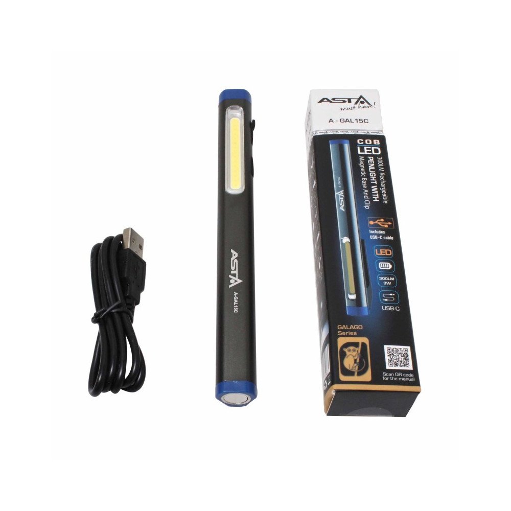 LED recarregável 300 lm recarregável levou com base magnética