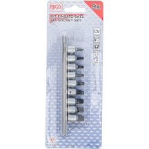 Dicas de vidro conjunto | Entrada 1/4 | T-Star (para Torx Plus) com Perfuração TS10 - TS50 | 9 peças