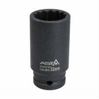 Copo de impacto longo 32 mm 12 faces 1/2 "CR-MO profissional