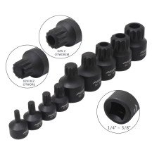 Juego de 9 Vasos de Impacto XZN de perfil bajo 1/4 y 3/8