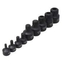Juego de 9 Vasos de Impacto XZN de perfil bajo 1/4 y 3/8