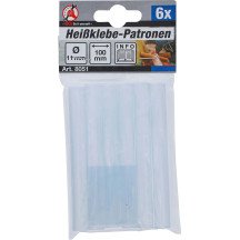 Barras de cola termofusíveis transparentes 11 mm - 100 mm / 6 peças