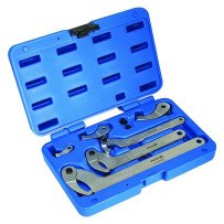 Juego de llaves de gancho articuladas con adaptadores - 8 piezas.