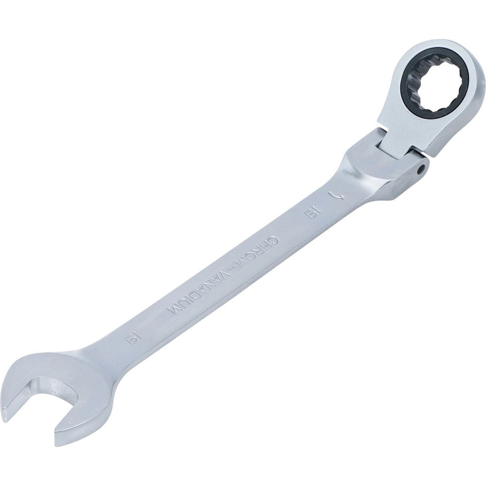 Llave combinada de carraca con cabeza articulada a 90°- 19mm.
