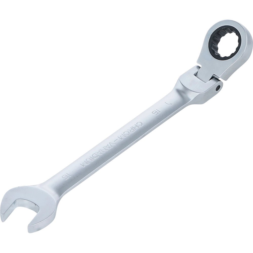 Llave combinada de carraca con cabeza articulada a 90° - 16 mm