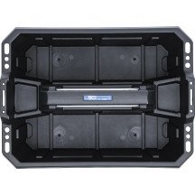Caja portaherramientas abierta de pástico con asa y compartimentos