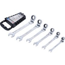 Juego de llaves combinadas de carraca con cabeza articulada - 6 piezas, de 8 a 19 mm