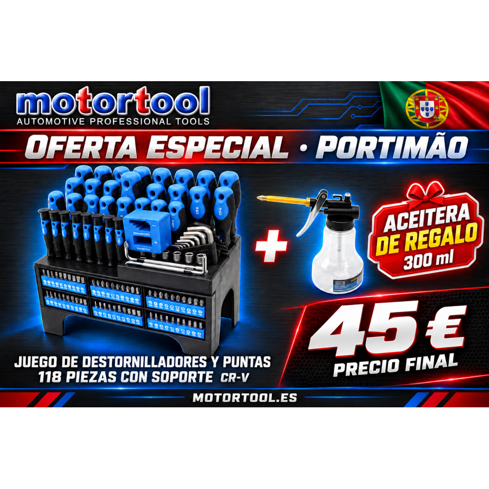 Juego de Destornilladores y Puntas 118 Piezas con Soporte – Acero CR-V