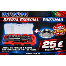 2 Juego de Puntas y Vasos con Mini Carraca 1/4" – 23 piezas