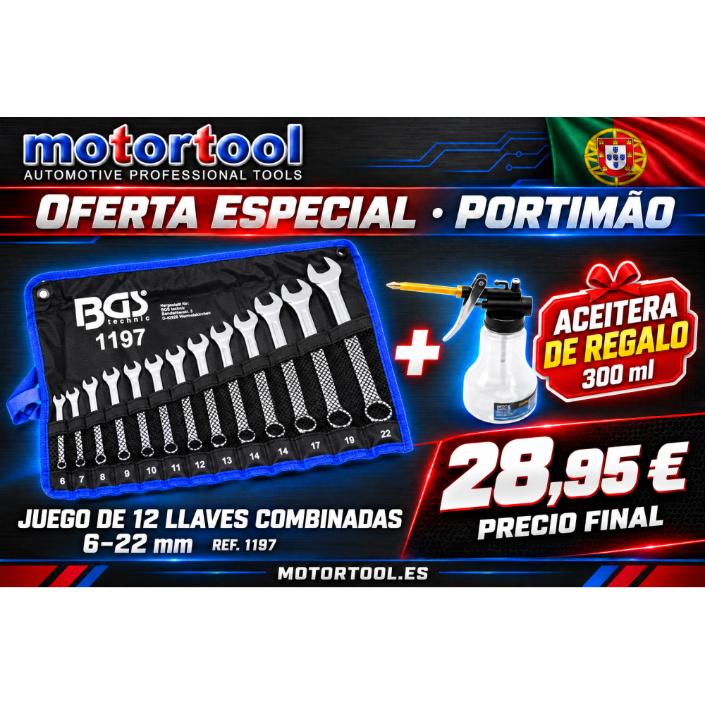 6 Juego de 12 Llaves Combinadas 6–22 mm con Funda Enrollable