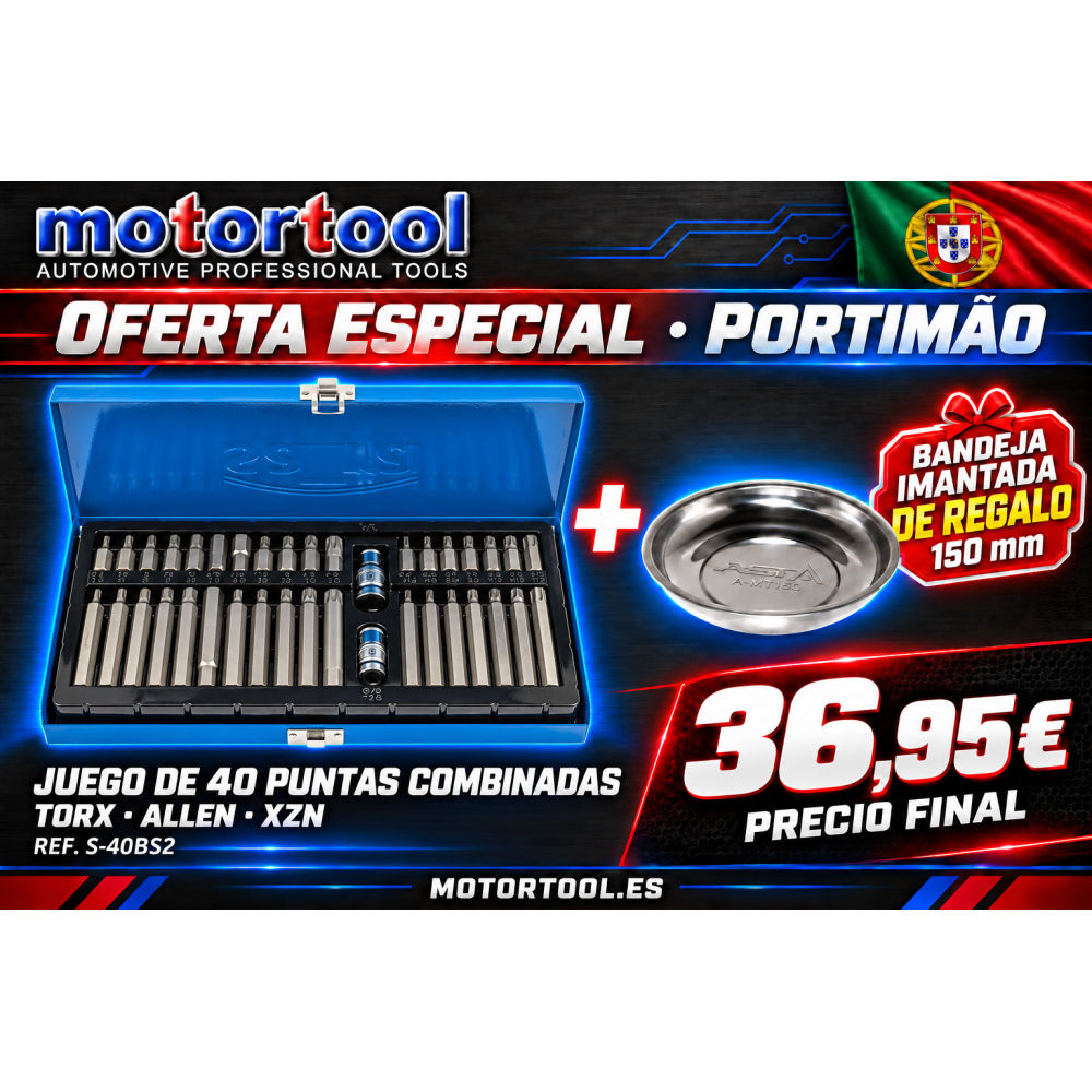 7 Juego de 40 Puntas Combinadas Torx, Allen y XZN con Adaptadores – Maletín Metálico