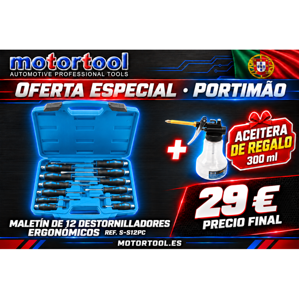 9 Maletín de 12 Destornilladores Ergonómicos Planos y de Estrella