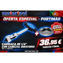 10 Carraca de 1/4" con Cabezal Giratorio y Mango en T