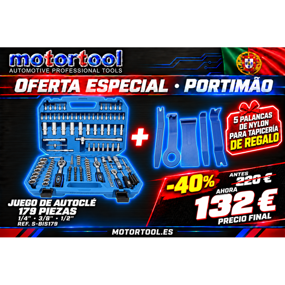 14 Juego de Autoclé 179 Piezas 1/4" – 3/8" – 1/2" con Maletín