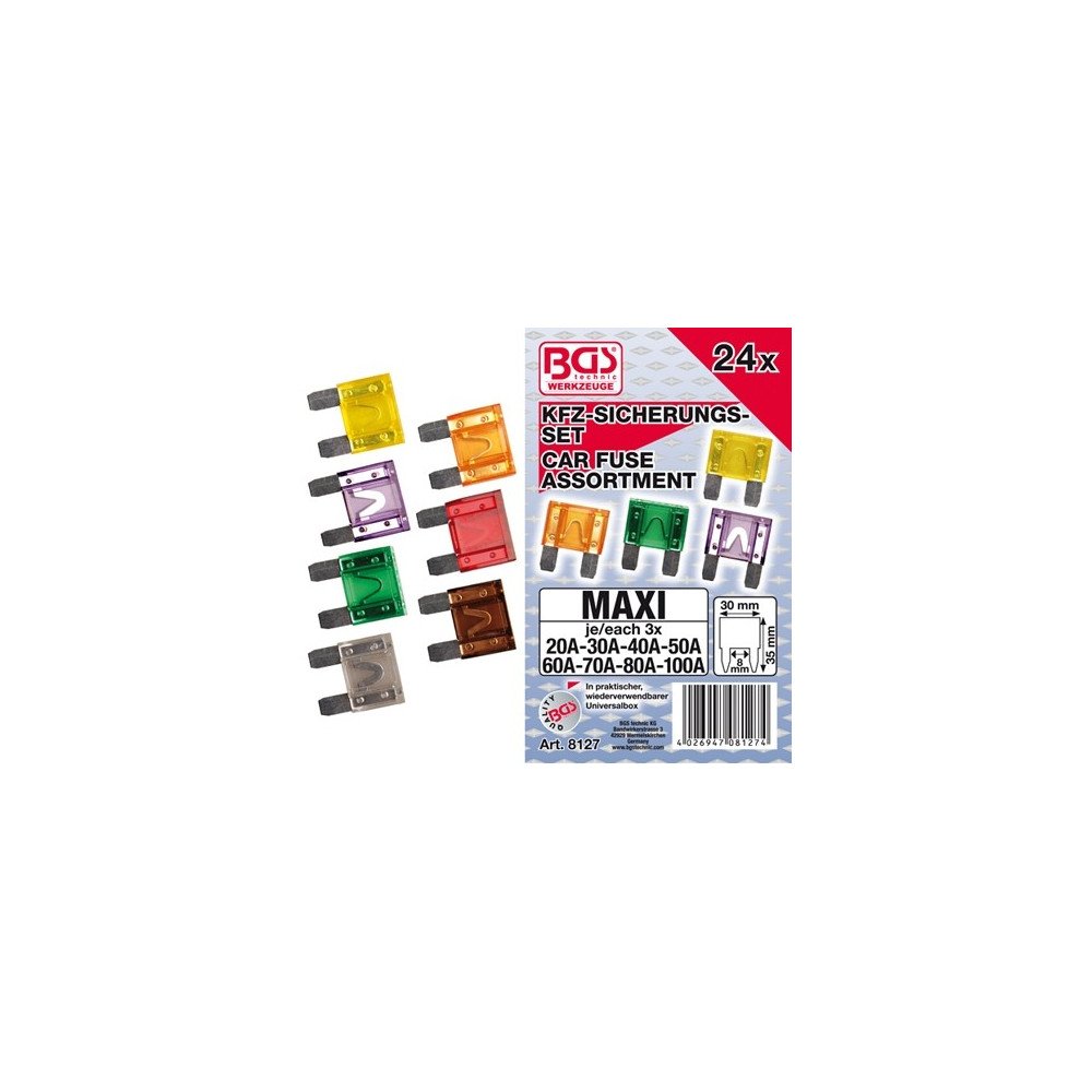 Sortido de 24 fusíveis automóveis Maxi