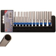 Conjunto de 11 chaves soquete longas de 1/4, 12 lados