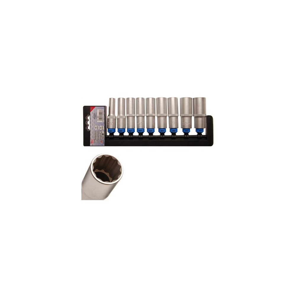 Juego 9 llaves de vaso largas 1/2", 12 caras Juego 9 llaves de vaso largas 1/2", 12 caras