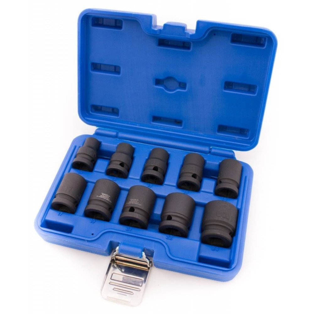 Jogo de 10 chaves de impacto curtas de 1/2" Jogo de 10 chaves de impacto curtas de 1/2"