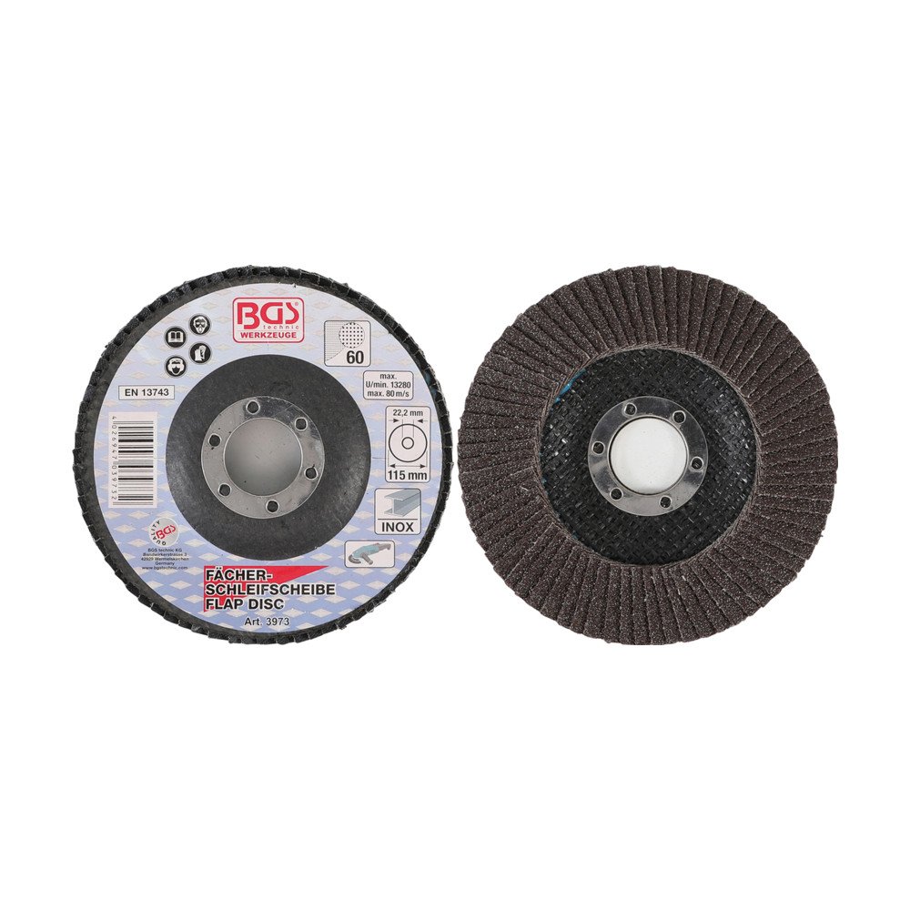 Disco laminado de 115 mm de diâmetro, grão 60 Disco laminado de 115 mm de diâmetro, grão 60
