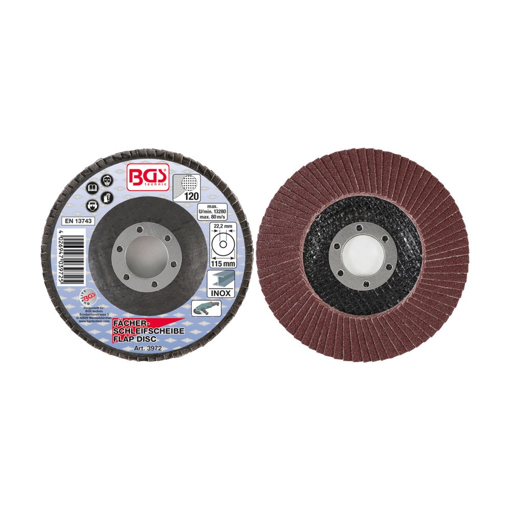 Disco laminado de 115 mm de diâmetro, 120 grãos Disco laminado de 115 mm de diâmetro, 120 grãos